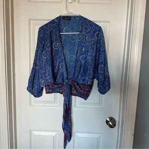 Mexicali Blues Paisley Satin Wrap Top